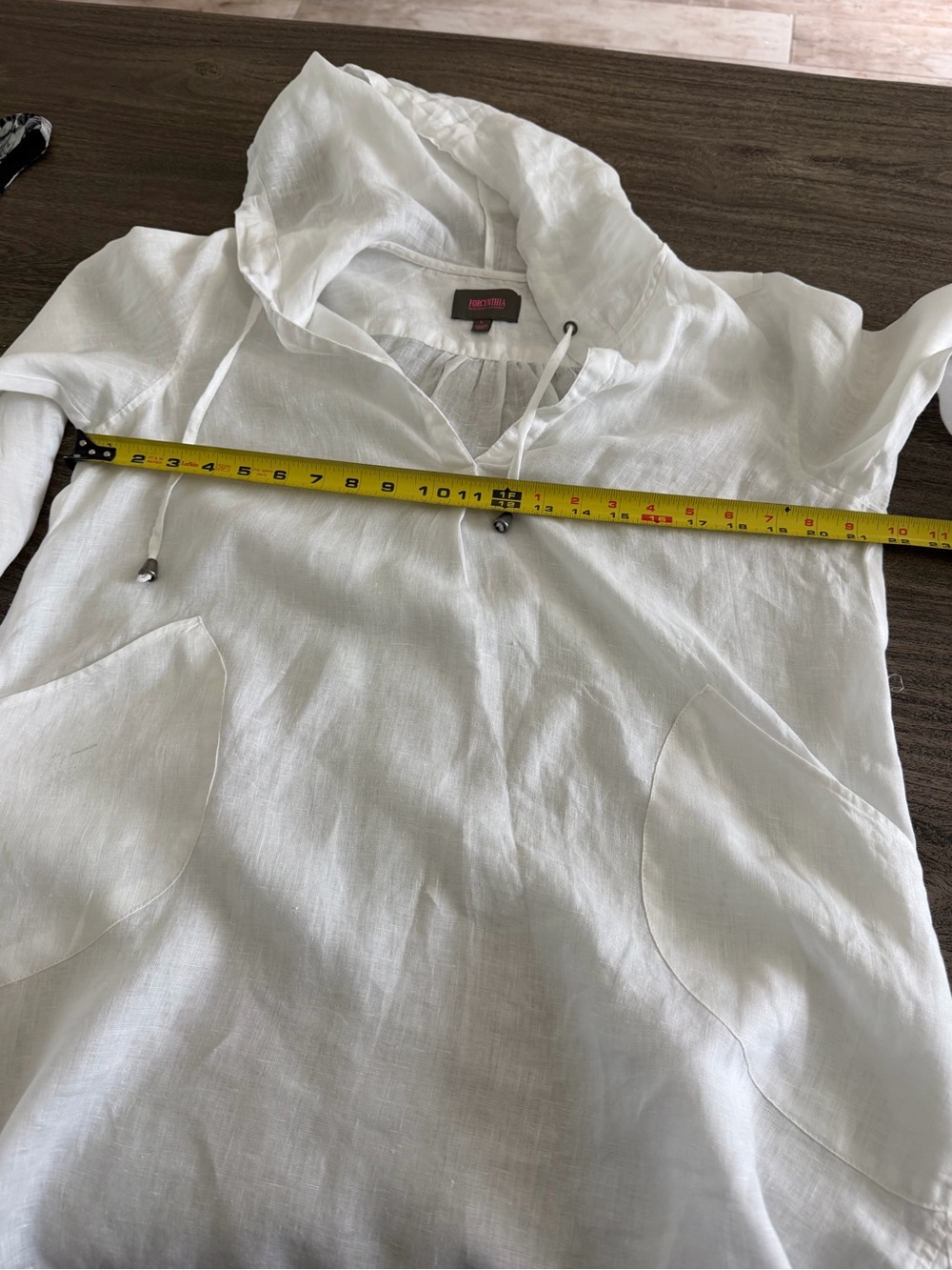 Linen For Cynthia White Hooded Swim Cover-Up Tunic with Pockets - Picture 11 of 13